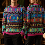 Colorful Troll Inspired Ugly Christmas Sweater, Fun Holiday Sweatshirt Gift for Fans