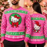 Cute Cartoon Cat Ugly Christmas Sweatshirt, Funny Holiday Kitty Inspired Sweatshirt, Festive Xmas Party Gift