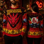 Fantasy Role-Playing Game Ugly Christmas Sweatshirt, Retro RPG Holiday Sweatshirt, Dice & Adventure Xmas Party Gift