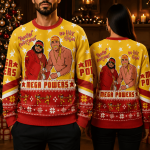 Retro Wrestling Inspired Ugly Christmas Sweater, 80s Wrestling Holiday Sweatshirt, Funny Wrestler Style Xmas Party Gift