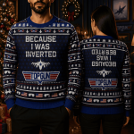 Retro Fighter Pilot Ugly Christmas Sweater, Aviation Inspired Holiday Sweatshirt, Military Jet Xmas Party Gift