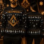 Freemason Ugly Christmas Sweater, Masonic Holiday Sweatshirt, Fraternal Society Xmas Party Sweater, Unique Holiday Gift