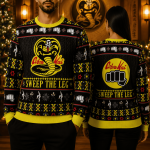 Retro Martial Arts Ugly Christmas Sweatshirt, Karate Inspired Holiday Sweatshirt, Funny Fighter Xmas Party Gift