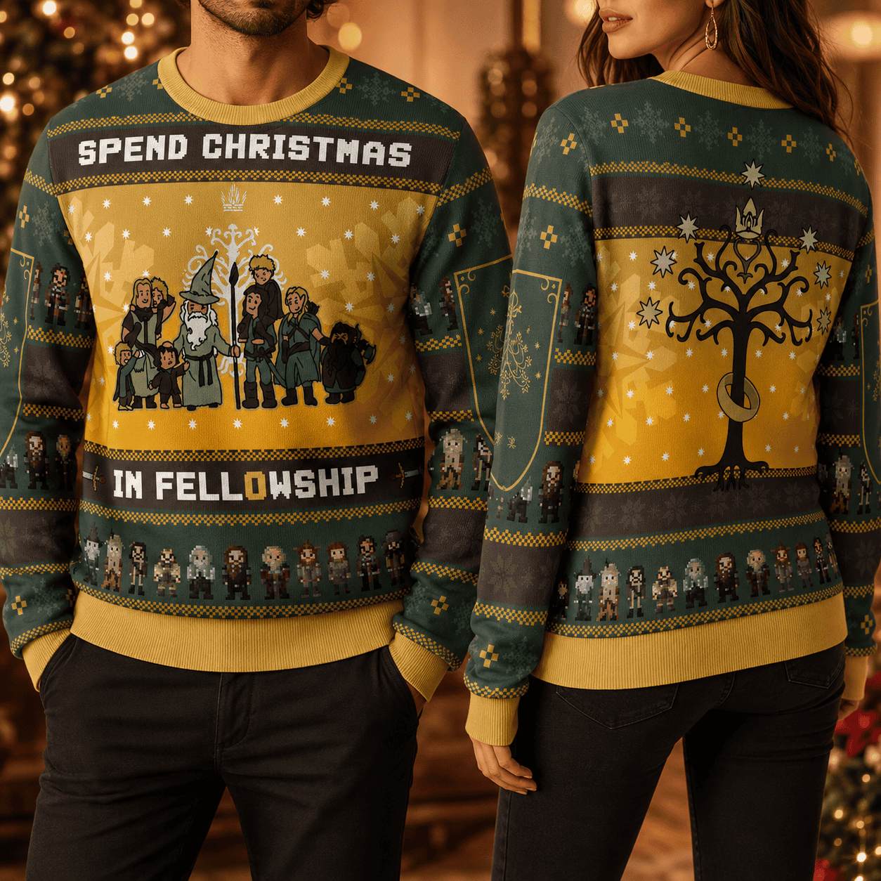 Fantasy Fellowship Ugly Christmas Sweater, Adventure Holiday Sweatshirt Gift for Men Women Fans Fantasy Fellowship Ugly Christmas Sweater, Adventure Holiday Sweatshirt Gift for Men Women Fans - Image 1