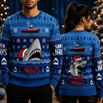 Christmas Shark Santa Ugly Sweater, Funny Ocean Animal Holiday Sweatshirt, Shark Lover Xmas Party Sweater, Unique Gift