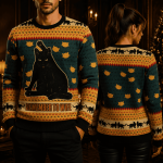 Black Cat Ugly Christmas Sweater, Funny Cat Holiday Sweatshirt, Cute Xmas Sweater for Men and Women, Pet Lover Gift
