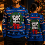 Grand Theft Style Ugly Christmas Sweater, Retro Open World Gamer Sweatshirt, Funny Holiday Xmas Party Sweater, Gaming Gift