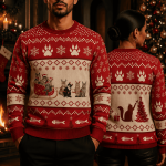 Cat Reindeer Ugly Christmas Sweater, Funny Cat Xmas Sweatshirt, Santa Reindeer Holiday Sweater, Cute Pet Lover Gift