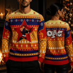 Space Cowboy Ugly Christmas Sweater, Retro Sci Fi Holiday Sweatshirt, Galactic Adventure Xmas Party Sweater, Anime Style Gift