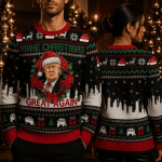 Funny Political Humor Ugly Christmas Sweater, Patriotic Holiday Sweatshirt, Election Joke Xmas Party Sweater, Festive Gift