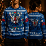 Retro Mecha Robot Ugly Christmas Sweater, Sci Fi Anime Style Holiday Sweatshirt, Giant Robot Xmas Party Sweater, Robot Fan Gift