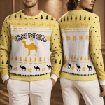 Yellow Camel Ugly Christmas Sweater, Funny Desert Animal Holiday Sweatshirt, Festive Xmas Party Sweater, Gift for Men & Women