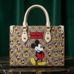 017323 Cute Cartoon Mouse Pattern Leather Handbag, Vintage Shoulder Bag, Crossbody Top Handle Purse - Image 2