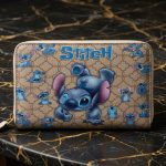 017324 Cute Blue Alien Pattern Leather Handbag, Cartoon Inspired Shoulder Bag, Crossbody Top Handle Purse - Image 3