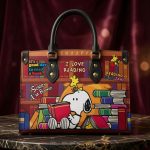 017334 Book Lover Leather Handbag, Reading Theme Shoulder Bag, Literary Fashion Purse, Top Handle Crossbody Bag - Image 2