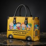 017443 Personalized School Bus Leather Handbag, Back to School Shoulder Bag, Teacher Appreciation Gift, Student Fashion Purse