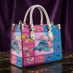 017445 Personalized Cute Alien Couple Leather Handbag, Cartoon Inspired Vintage Shoulder Bag, Crossbody Bag, Top Handle Purse