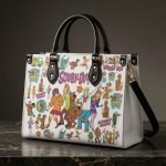 018179 Personalized Cute Mystery Dog Leather Handbag and Wallet, Cartoon Inspired Shoulder Bag, Fun Fashion Purse