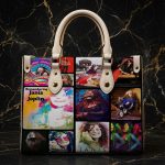 018394 Personalized Vintage Rock Music Leather Handbag, Boho Style Shoulder Bag, Retro Fashion Purse