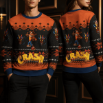 Retro Animal Gamer Ugly Christmas Sweater, Funny Adventure Holiday Sweatshirt, Classic Gaming Style Xmas Gift