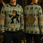 Retro Steampunk Robot Ugly Christmas Sweater, Sci Fi Horror Holiday Sweatshirt, Vintage Gaming Style Xmas Sweater, Gamer Gift