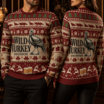 Funny Turkey Ugly Christmas Sweater, Holiday Drinking Sweatshirt, Retro Christmas Party Sweater, Festive Gift