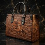 018583 Personalized Dachshund Leather Handbag, Wiener Dog Shoulder Bag, Dog Lover Purse, Custom Fashion Tote