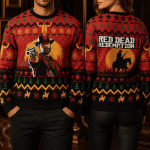 Wild West Cowboy Ugly Christmas Sweater, Retro Western Holiday Sweatshirt, Outlaw Style Xmas Party Sweater, Gamer Gift