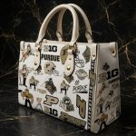 Personalized Football Inspired Leather Handbag and Wallet, College Sports Shoulder Bag