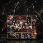 Personalized Horror Inspired Leather Handbag, Leather Tote Bag, Spooky Womens Shoulder Purse