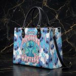 Personalized Cute Blue Alien Leather Handbag, Womens Shoulder Bag