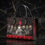 Personalized Horror Friends Tote Handbag, Leather Tote Bag, Top Handle Shoulder Purse for Women