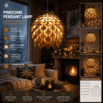 Pinecone Pendant Lamp SVG, Wooden Pendant Lamp, Laser Cut Files, Hanging Lamp Template, Glowforge Files, LightBurn Files, CNC Files, Digital Download