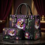Gothic Skeleton Couple Leather Handbag for Women, Spooky Romance Purse, Halloween Lover Shoulder Bag Gift