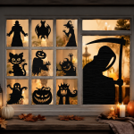 Halloween Window Silhouette SVG Bundle, Spooky Clings, Ghost, Witch, Pumpkin (Digital Download)
