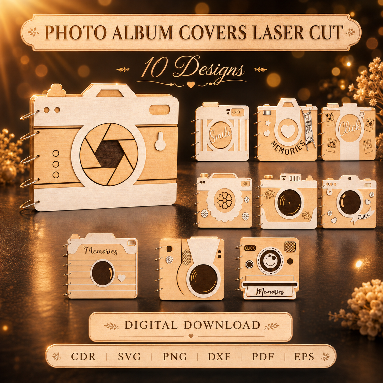03b4154c-6f07-47d6-a004-235c9f161d85 Photo Album Cover SVG | Laser Cut Wedding Album Template | Wooden Memory Book Cover | Digital Download - Image 1