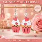 Valentine's Day Earrings 2 Romantic Earrings Template Instant Download - Image 2