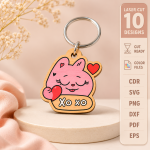 Valentine Love Keychain SVG, Funny Heart Keychain Template, Valentine’s Day Laser Cut File, Couple Gift Design, Digital Download - Image 5