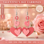 Valentine's Day Earrings 2 Romantic Earrings Template Instant Download - Image 5