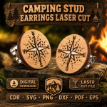 Campfire Stud Earrings SVG, Camping Laser Cut Earring Template - Image 5