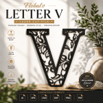 Floral Letter V SVG | Monogram Letter V Laser Cut File | DXF EPS AI PNG PDF | CNC Wood Cut | Glowforge | Cricut | Wedding Decor | Digital Download