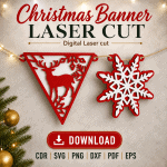 Merry Christmas Banner SVG | Laser Cut Garland File - Image 2