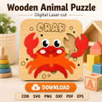 Animal Puzzle SVG | Wooden Montessori Puzzle Laser Cut - Image 2