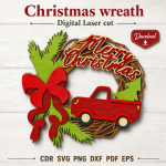 Layered Christmas Wreath SVG | Holiday Door Hanger Laser Cut - Image 2
