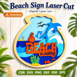 Beach House Sign SVG | Coastal Wall Decor Laser Cut File | Instant Download | CDR SVG PNG DXF PDF EPS - Image 2