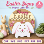 Easter Signs SVG | Easter Door Sign Laser Cut File | Digital Download | CDR SVG PNG DXF PDF EPS - Image 2