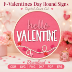 Valentines Day Round Sign SVG, Digital Download, Valentines Door Hanger, Laser Cut File, Farmhouse Valentines Decor, CDR SVG PNG DXF PDF EPS - Image 2