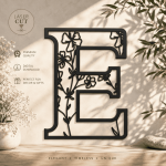Floral Letter E SVG, Laser Cut Monogram Alphabet, Wildflower Initial E SVG Bundle, Cricut, Glowforge, CNC, DXF EPS PNG AI PDF Digital Download