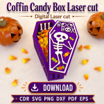 Halloween Coffin Box SVG | Candy Box Laser Cut File - Image 2