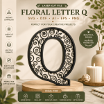 Floral Letter Q SVG | Monogram Letter Q Laser Cut File | Layered Mandala Alphabet SVG | DXF EPS AI PNG | Cricut Glowforge LightBurn CNC Wood Sign